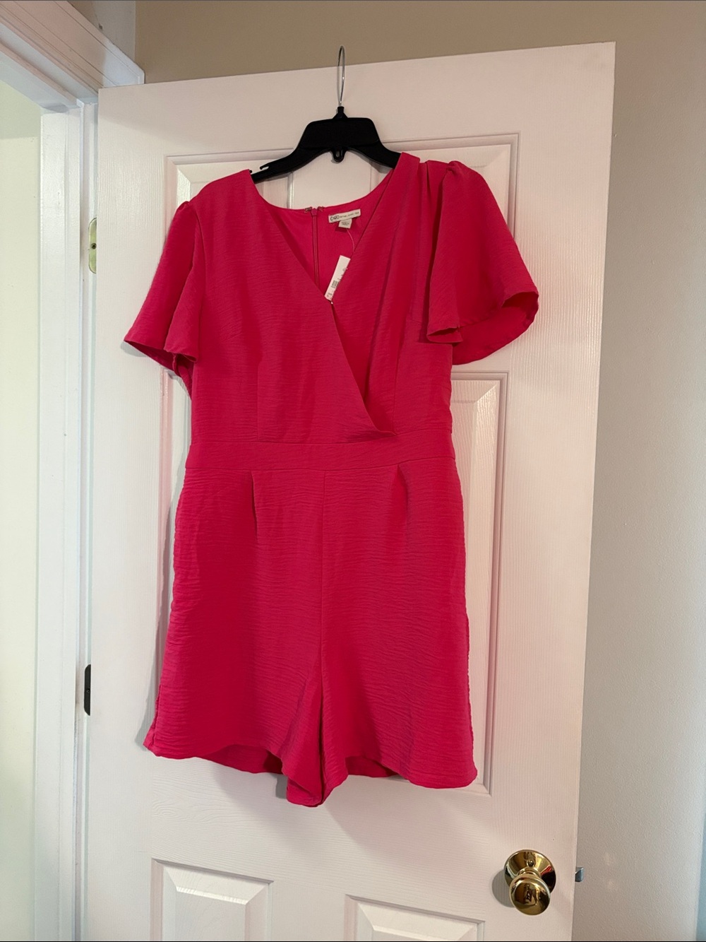 Cato Hot Pink Short Sleeve Romper NWT